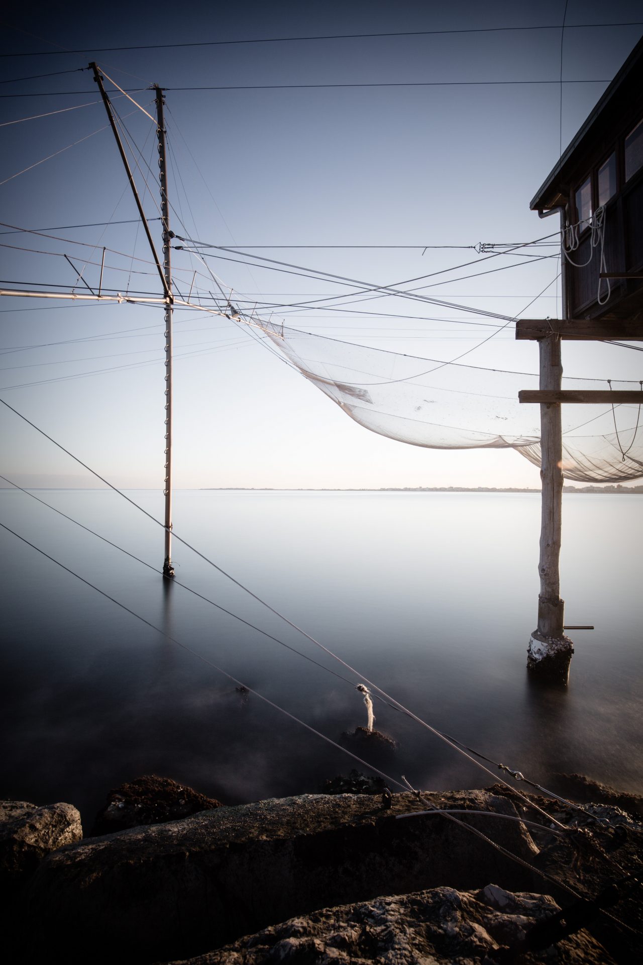 Fischerhütten bei Chioggia in der Lagune von Venedig